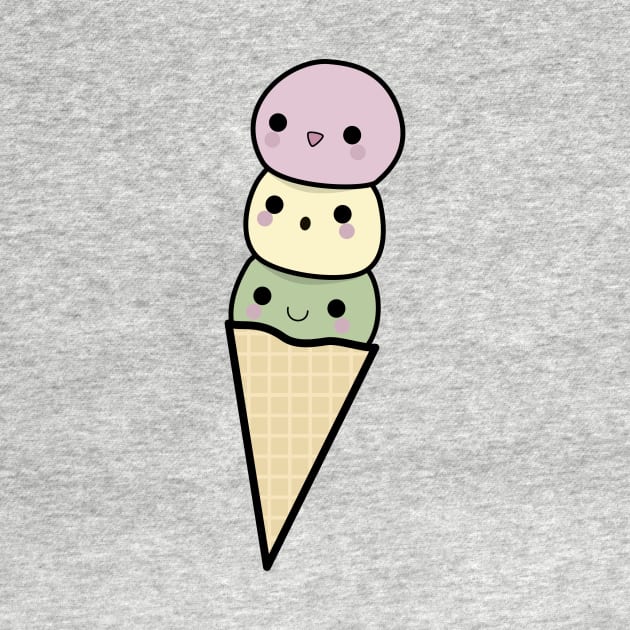 Kawaii Ice Cream Cone T-Shirt by happinessinatee